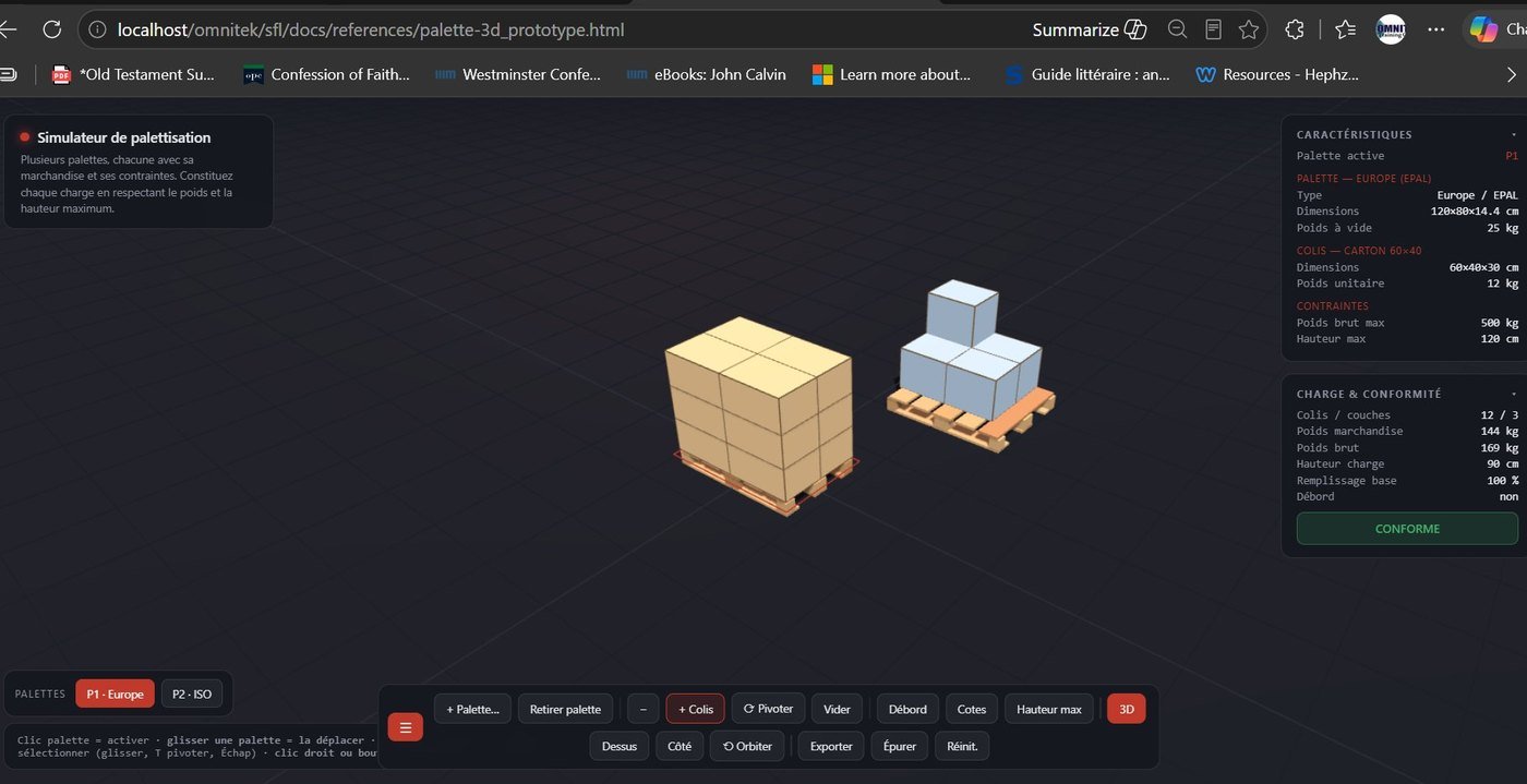 Simulateur 3D de palettisation